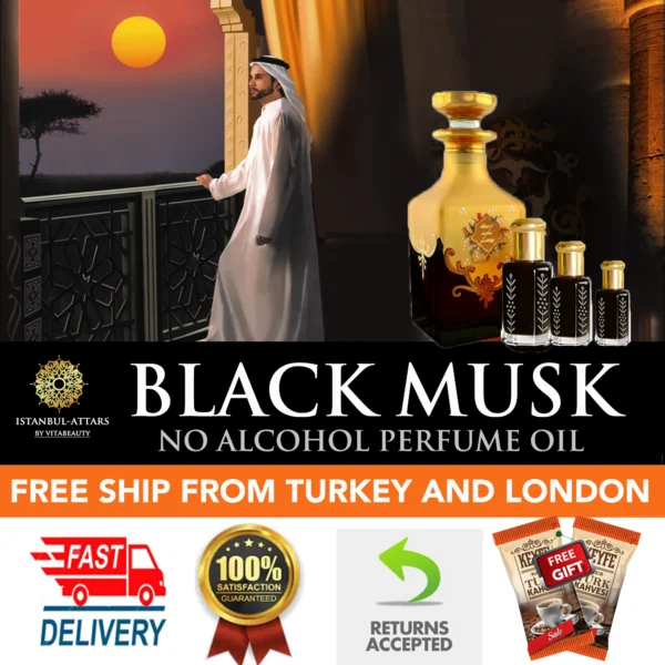 Musk Al Mekkah Musk Aswad Tahara Ottoman Oud Perfume Oil NO ALCOHOL Floral Halal Fragrance Body 1